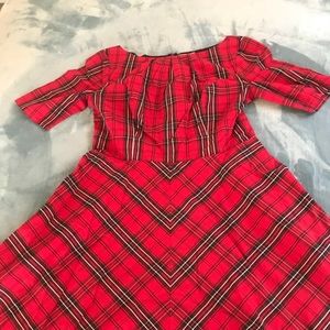 Red plaid dress